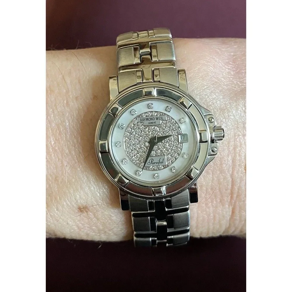 Raymond Weil Parsifal Stainless With Diamond Dial Watch-RARE